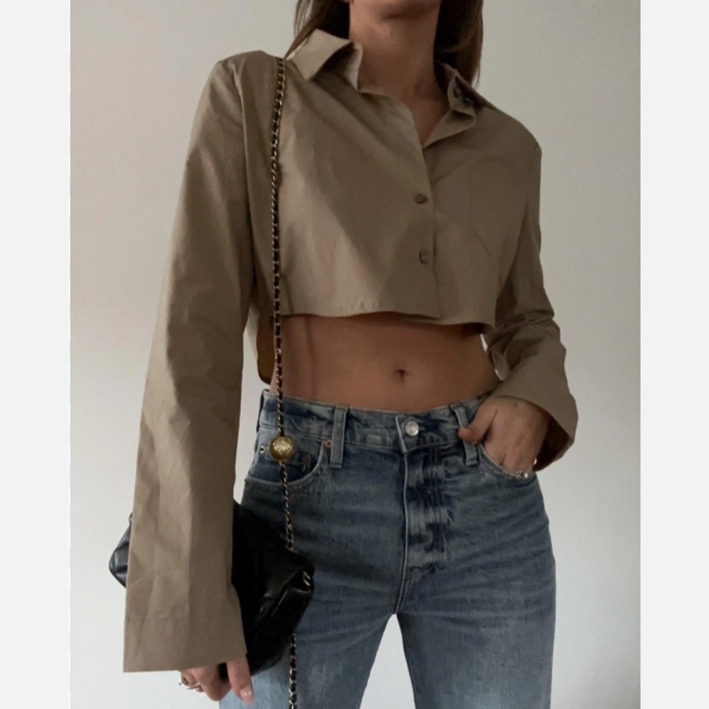 NWT Mimosa Tank cropped collared button down